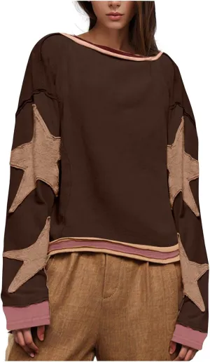 Hvyesh Sweatshirts for Women Crewneck Trendy 2025, Loose, Fall Tops Long Sleeve, FP Dupes, Fashion Cropped Workout Sweatshirt