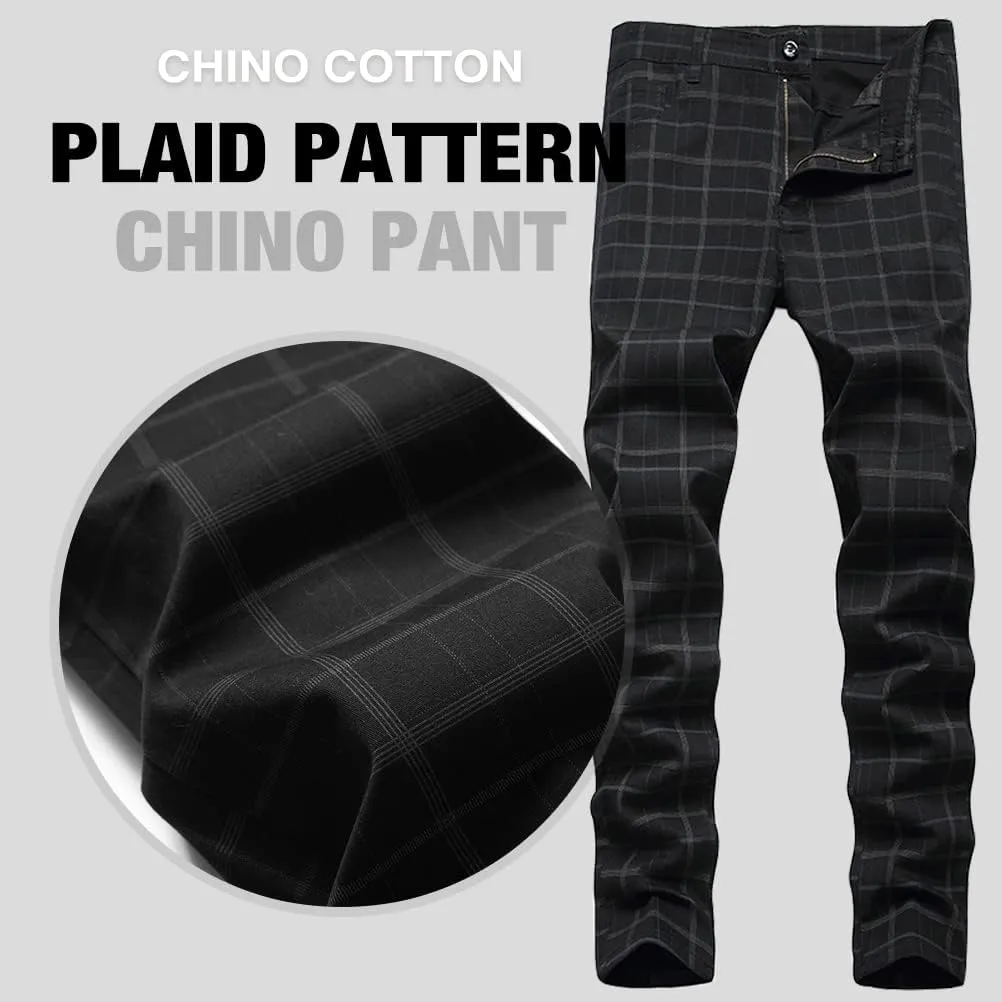 IDEALSANXUN Plaid Pants for Men Dress Chino Stright Leg Casual Skinny Pants