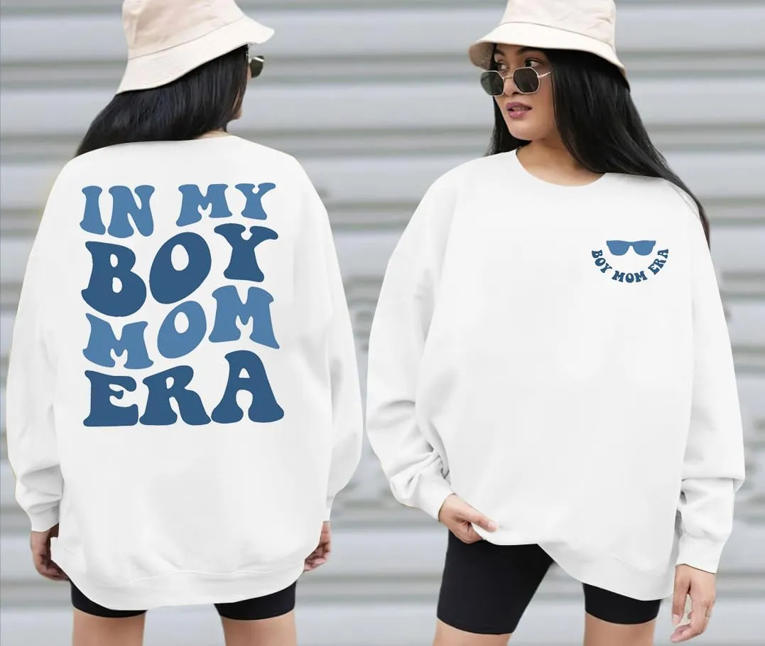 In My Boy Mom Era Sweatshirt Women Funny Mama Crewneck Pullover Mama Life Long Sleeve Gift Tops