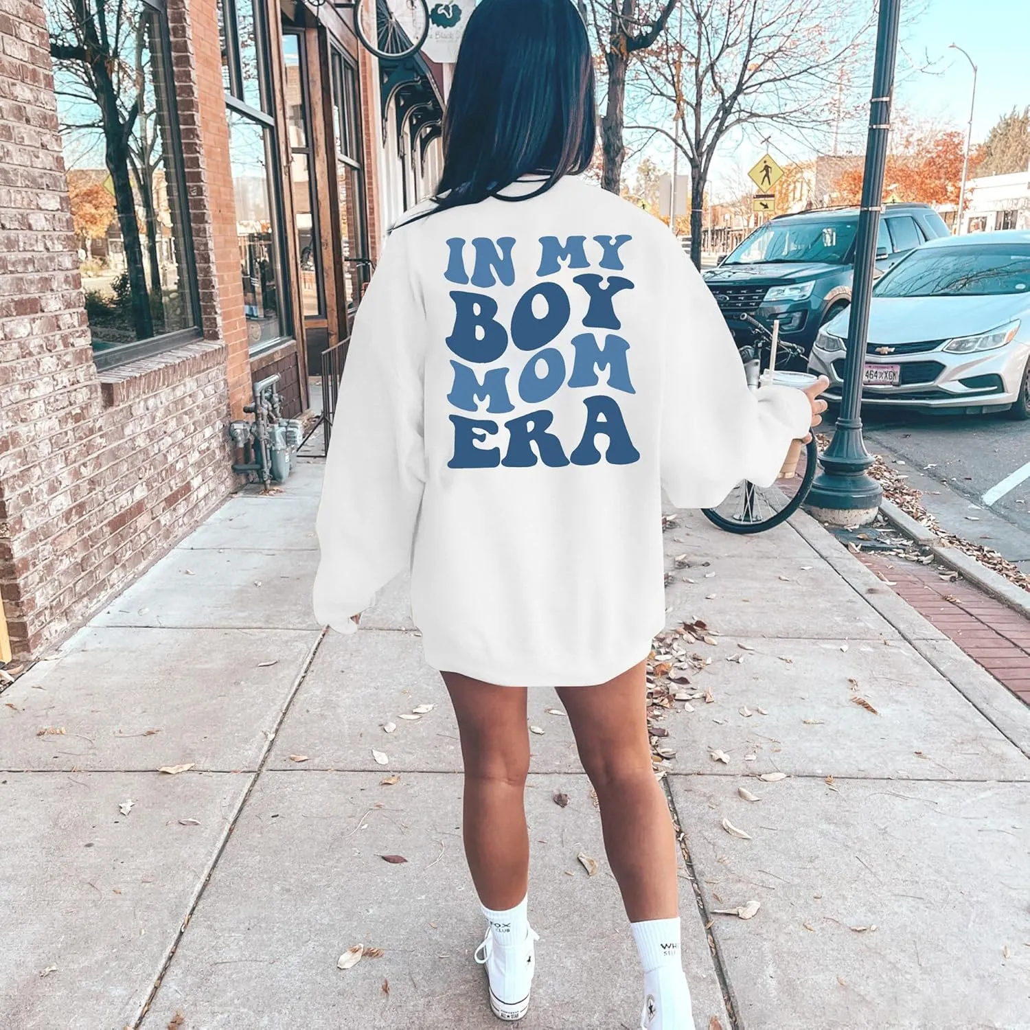 In My Boy Mom Era Sweatshirt Women Funny Mama Crewneck Pullover Mama Life Long Sleeve Gift Tops