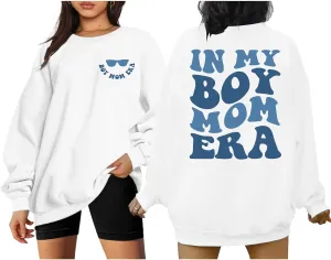 In My Boy Mom Era Sweatshirt Women Funny Mama Crewneck Pullover Mama Life Long Sleeve Gift Tops
