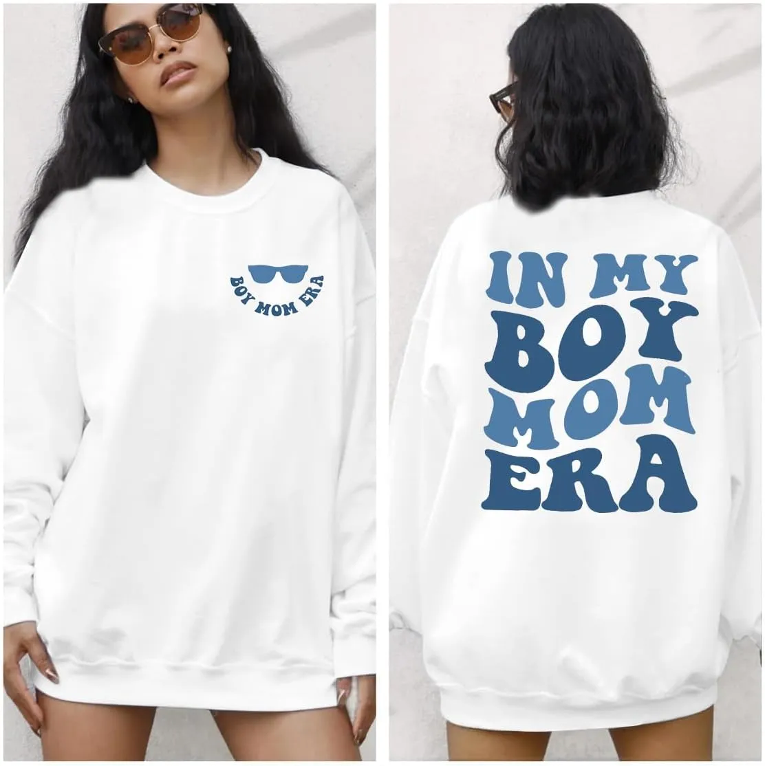In My Boy Mom Era Sweatshirt Women Funny Mama Crewneck Pullover Mama Life Long Sleeve Gift Tops