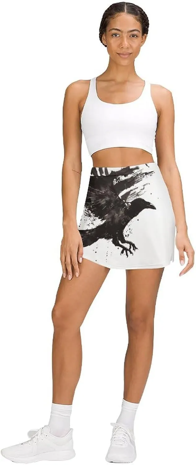 Ink Raven Women's Skort Athletic Skirt Golf Skorts A-line Skirts with Built-in Shorts Pockets