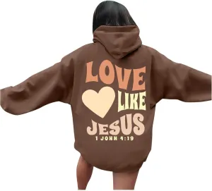 Jesus Christian Sweatshirt for Womens Jesus Loves You Religious Shirts Inspirational Long Sleeve Pullovers Tops