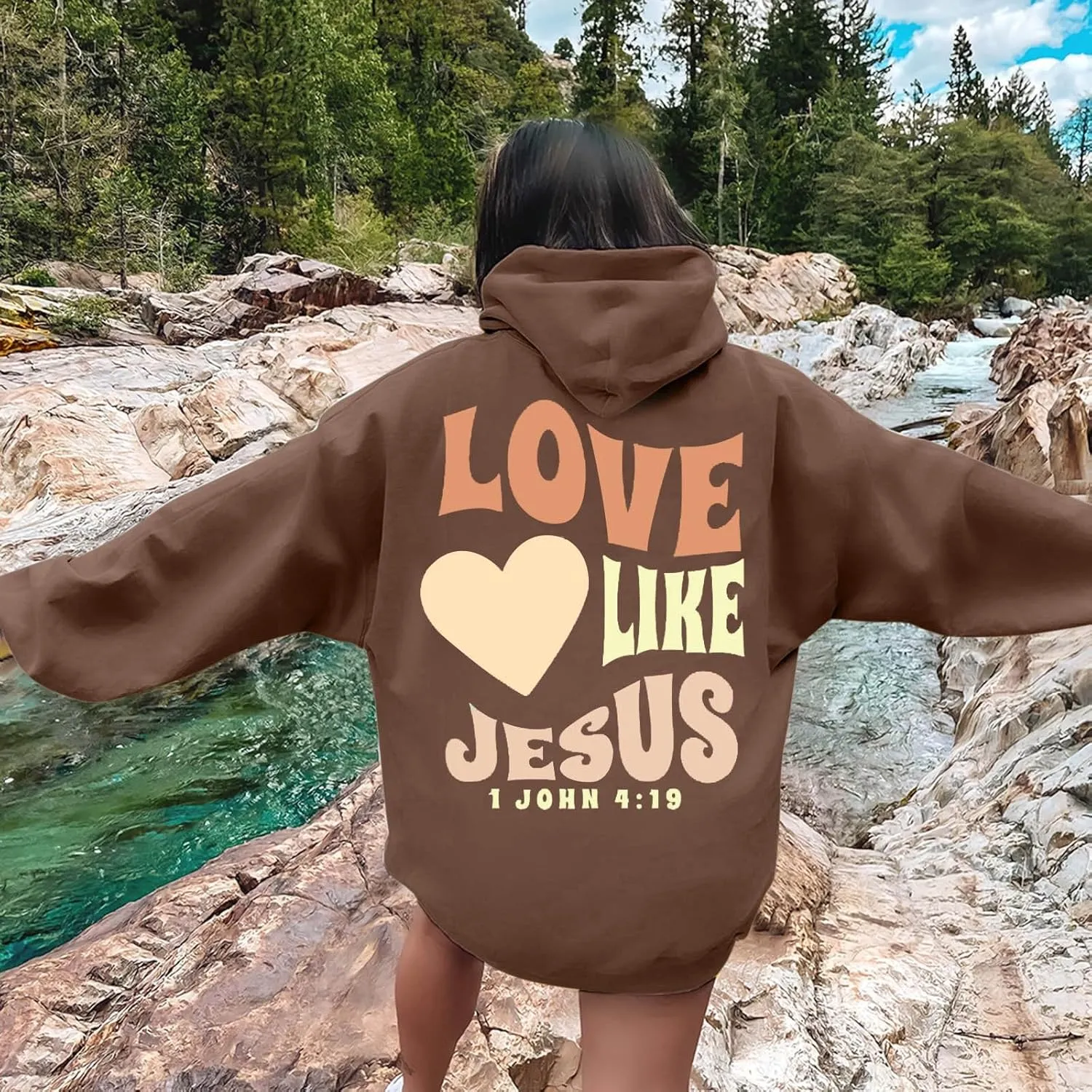 Jesus Christian Sweatshirt for Womens Jesus Loves You Religious Shirts Inspirational Long Sleeve Pullovers Tops
