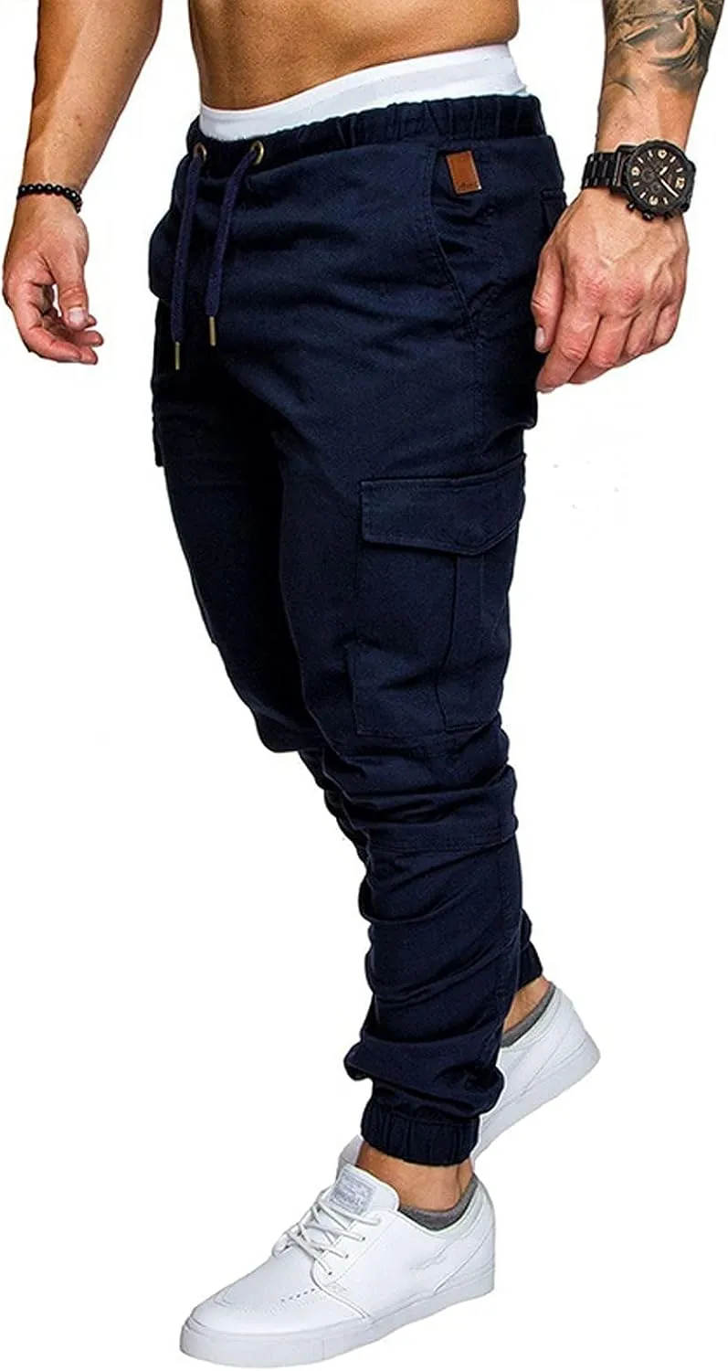 Joggers Pants for Men Casual Cotton Drawstring Chino Cargo Pants Hiking Outdoor Twill Track Jogging Sweatpants Pants