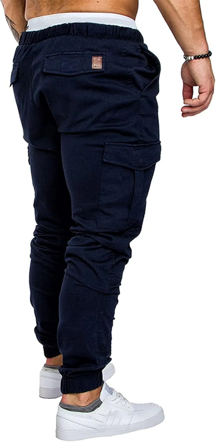 Joggers Pants for Men Casual Cotton Drawstring Chino Cargo Pants Hiking Outdoor Twill Track Jogging Sweatpants Pants
