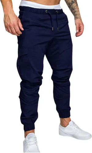 Joggers Pants for Men Casual Cotton Drawstring Chino Cargo Pants Hiking Outdoor Twill Track Jogging Sweatpants Pants