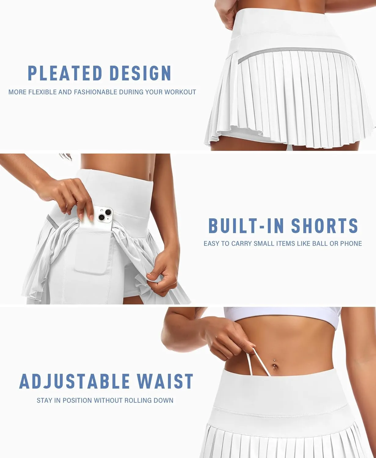 JoyGirl Womens Pleated Tennis Skirt with Shorts High Waisted Golf Skort Mini Skirt Workout Skirt Athletic Skorts with Pockets