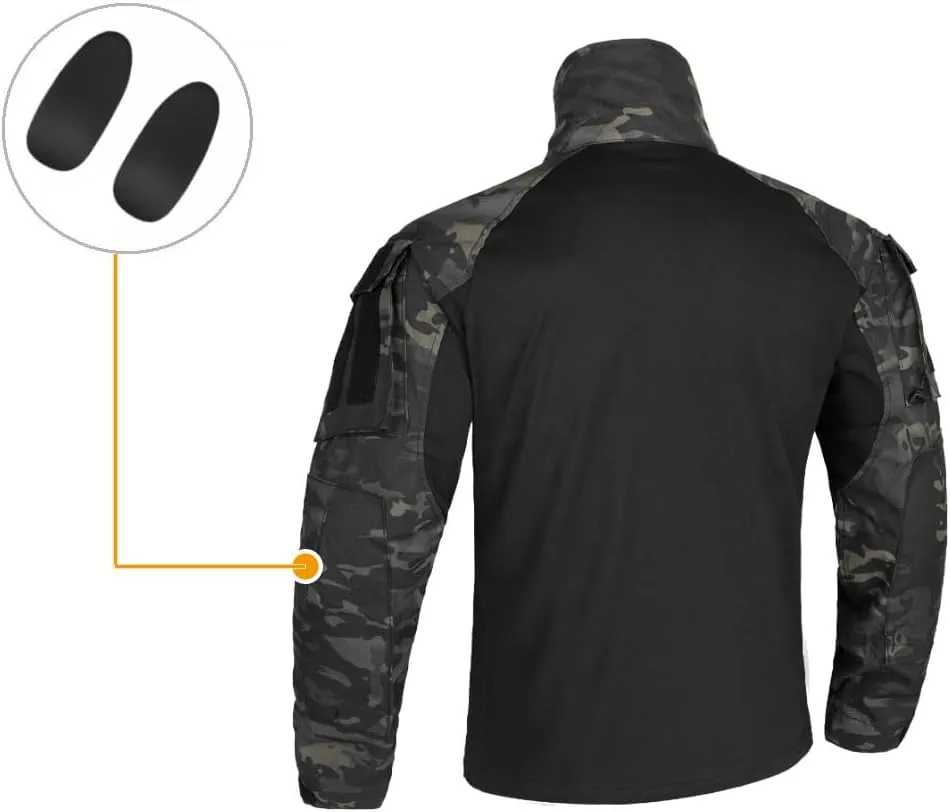 KRYDEX Tactical Men's Combat Shirt Rapid Assault Long Sleeve Shirt with Elbow Pads