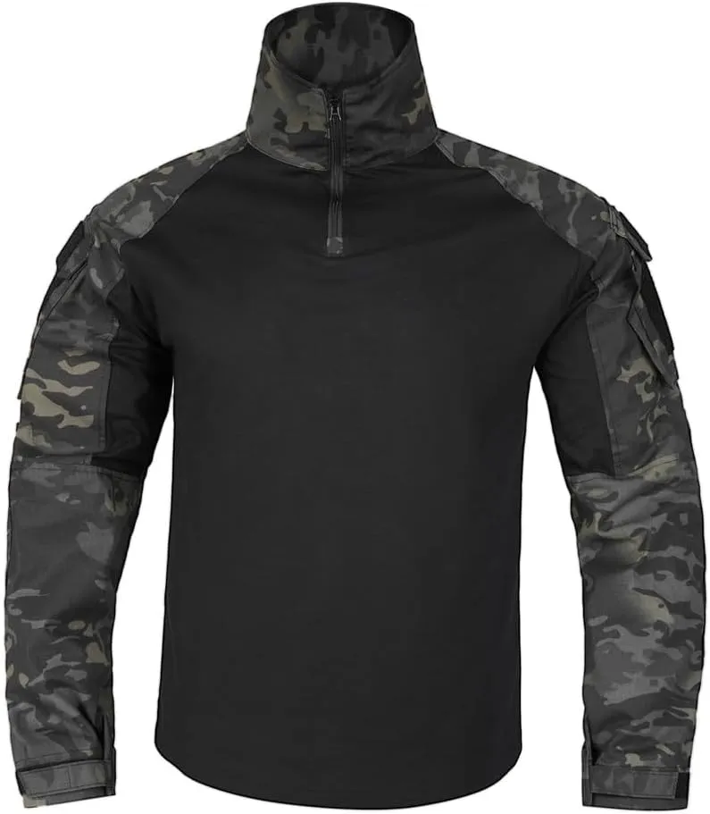 KRYDEX Tactical Men's Combat Shirt Rapid Assault Long Sleeve Shirt with Elbow Pads