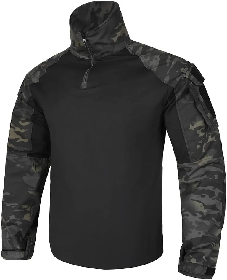 KRYDEX Tactical Men's Combat Shirt Rapid Assault Long Sleeve Shirt with Elbow Pads