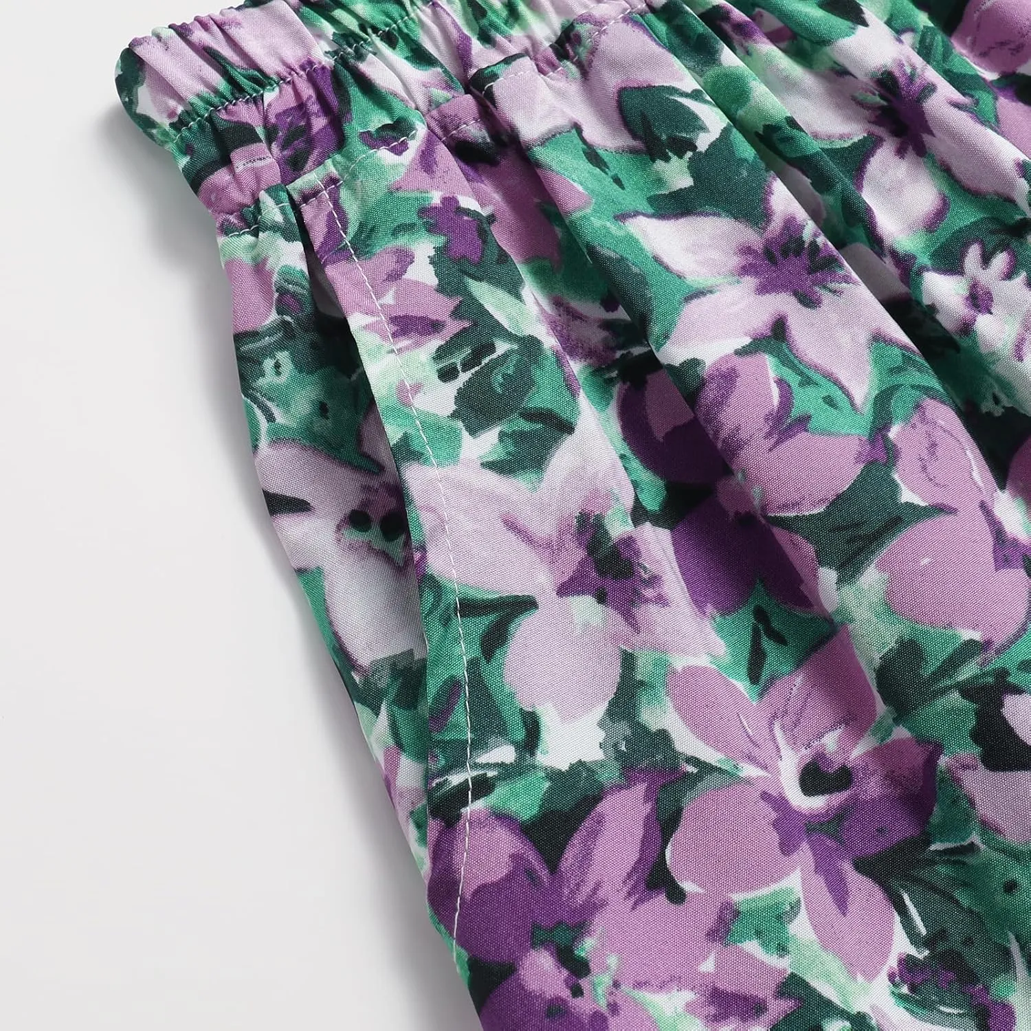 Ladies Elastic Waist High Waist Skirt Spring Summer and Autumn Pocket Casual Pleated Skirt
