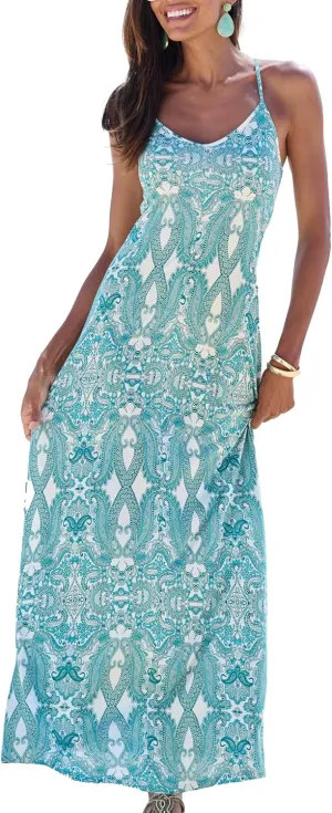 LASCANA Women's Crossed Strap Maxi Dress