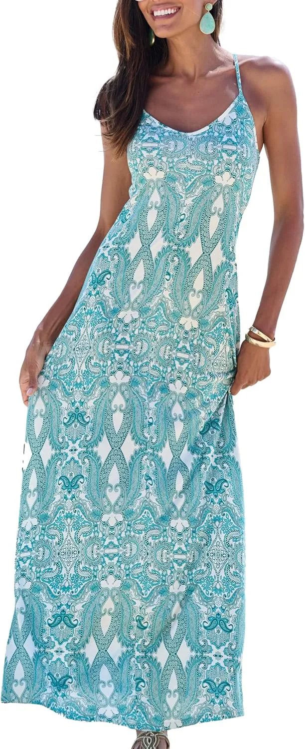 LASCANA Women's Crossed Strap Maxi Dress