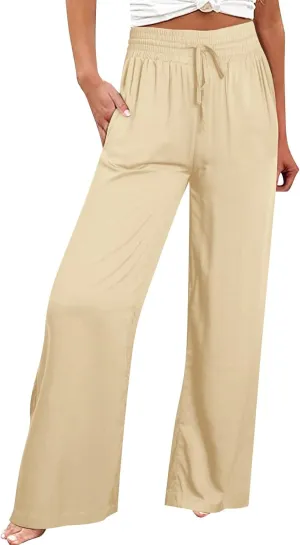 LCMTWX Flowy Pants for Women Solid Cotton and Pants with Pocket Long Pants with Pockets Pull On Pants for Women Womans