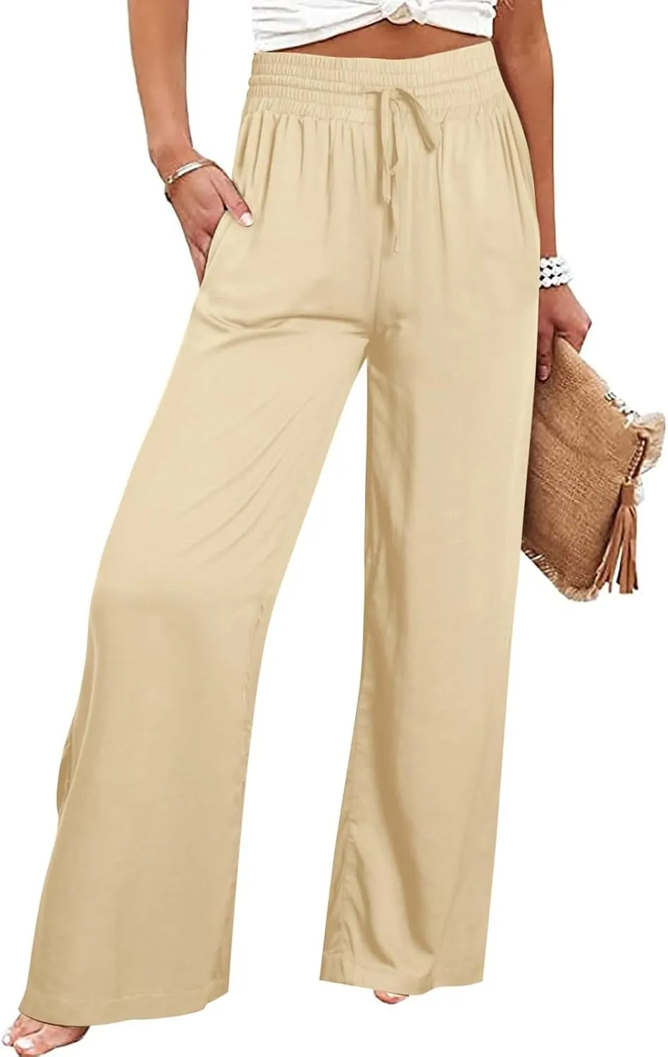 LCMTWX Flowy Pants for Women Solid Cotton and Pants with Pocket Long Pants with Pockets Pull On Pants for Women Womans