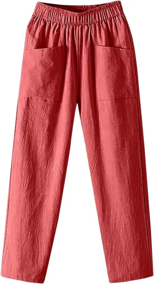 Linen Pants for Women, Clothes Casual Pants Linen Straight Leg Peasant Women