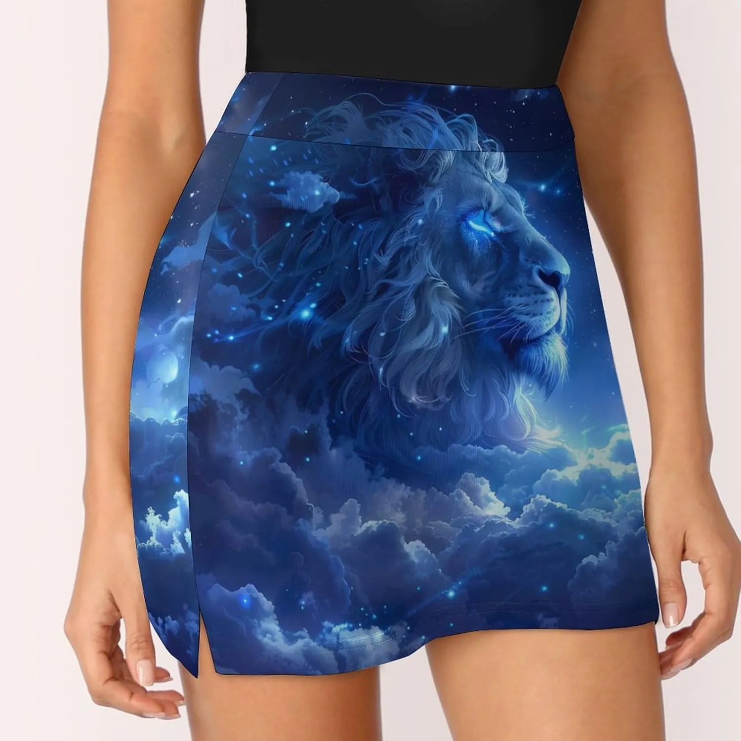 Lion And Stars Under The Moonli Women's Skort Athletic Skirt Golf Skorts A-line Skirts with Built-in Shorts Pockets