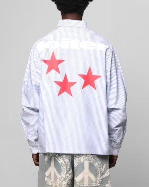 Loiter Solar Button Up Shirt Blue Pin Stripe