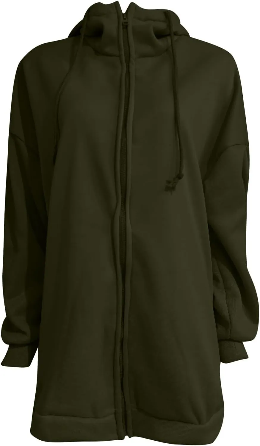 Long Hoodies for Women Zip Up Plus Size Loose Fit Fleece Jacket Long Sleeve Drawstring Sweatshirts with Pockets