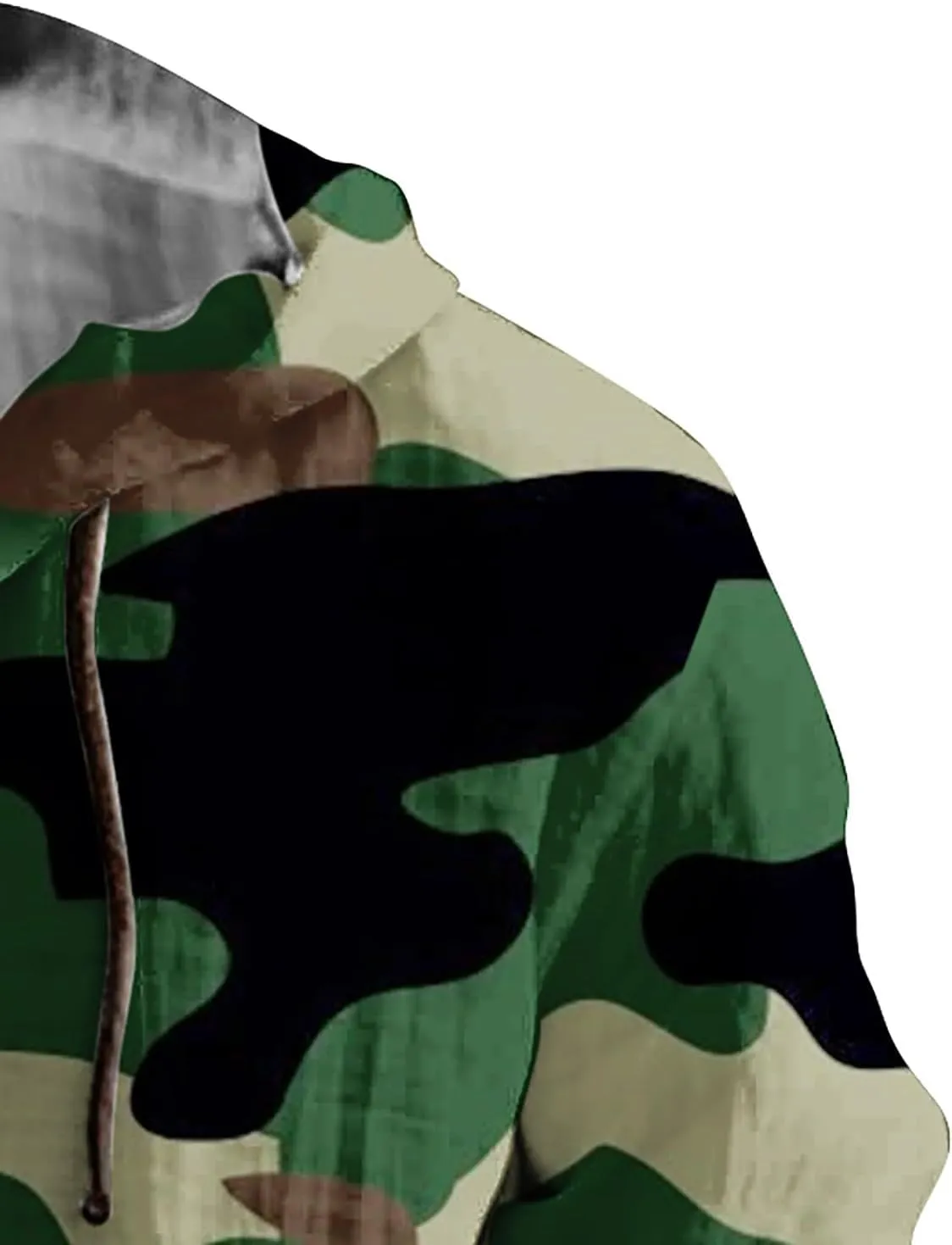 Long Sleeve Beach Hippie Tops with Hat Men's Casual Fashion Loose Trend Camouflage Long Sleeve Shirts