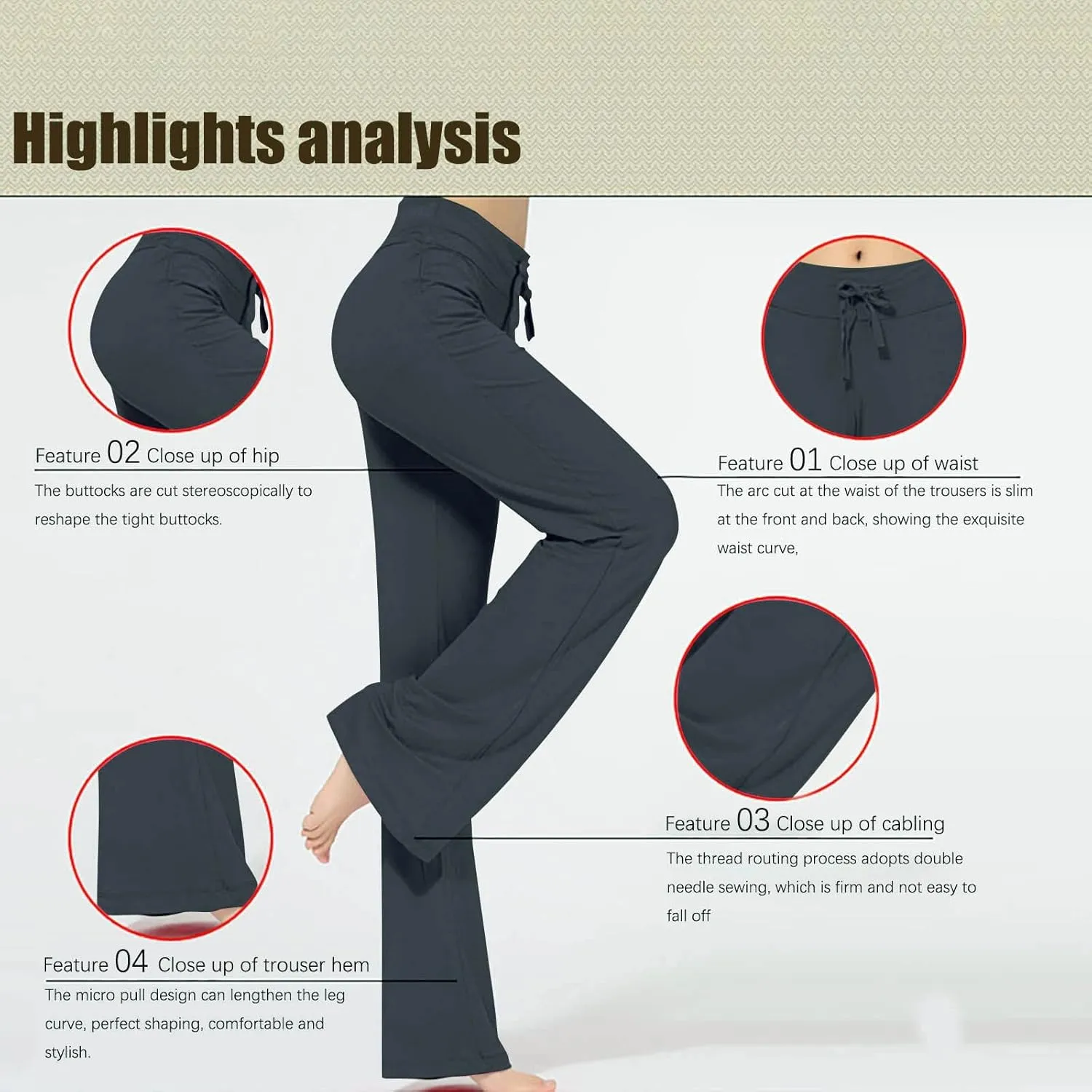 Loose Yoga Pants for Women Casual Trendy Solid Color Drawstring Trousers Elegant High Waist Wide Leg Long Pants 2025