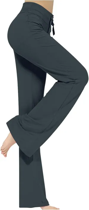 Loose Yoga Pants for Women Casual Trendy Solid Color Drawstring Trousers Elegant High Waist Wide Leg Long Pants 2025