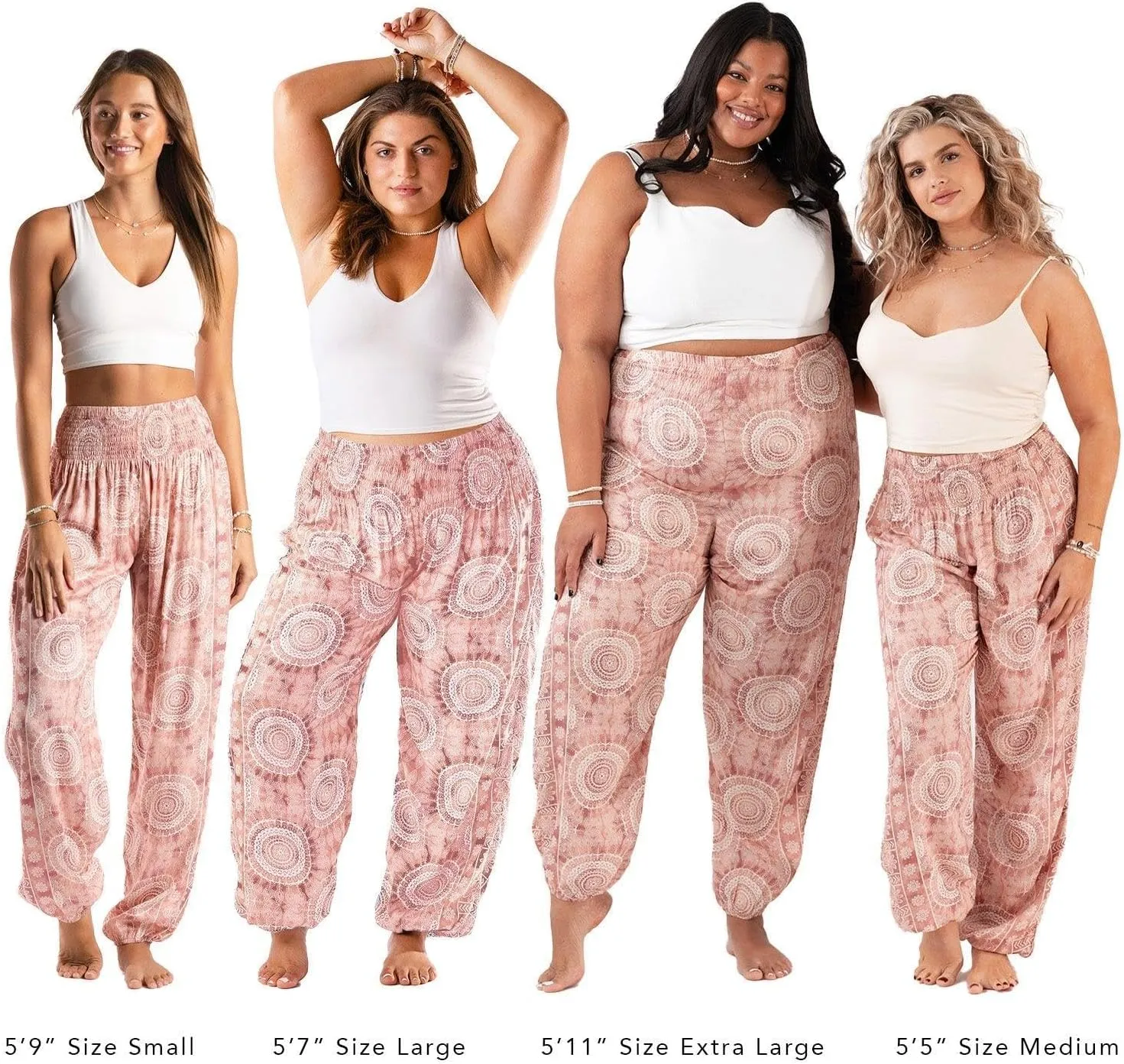 Lotus and Luna Women's Harem Pants Thai Pants for Beach & Lounge High Waisted Flowy Boho Pants Genie Pants Yoga Pants