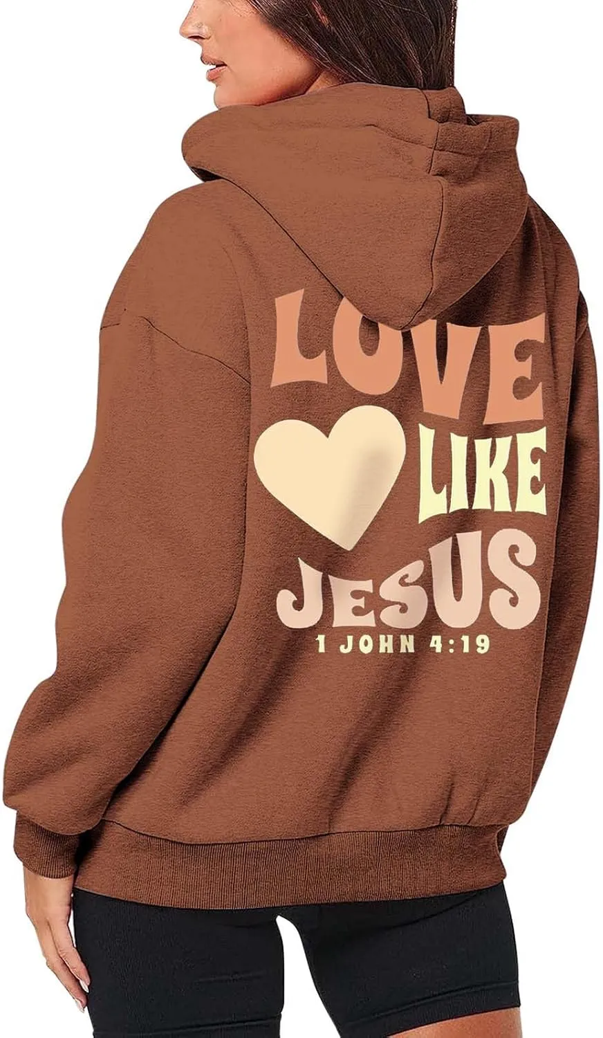 Love Like Jesus Zip Up Christian Hoodies for Women Bible Verse Graphic Y2K Hooded Sweatshirt Coat Fall Fashion Comfort Hoodie