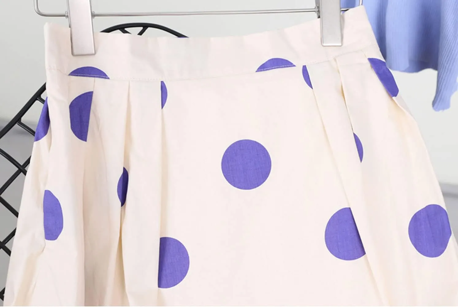 loveimgs Women's Cute Polka Dot Elastic Back Pleated A Line Midi Skirt High Waist Swing Skirt