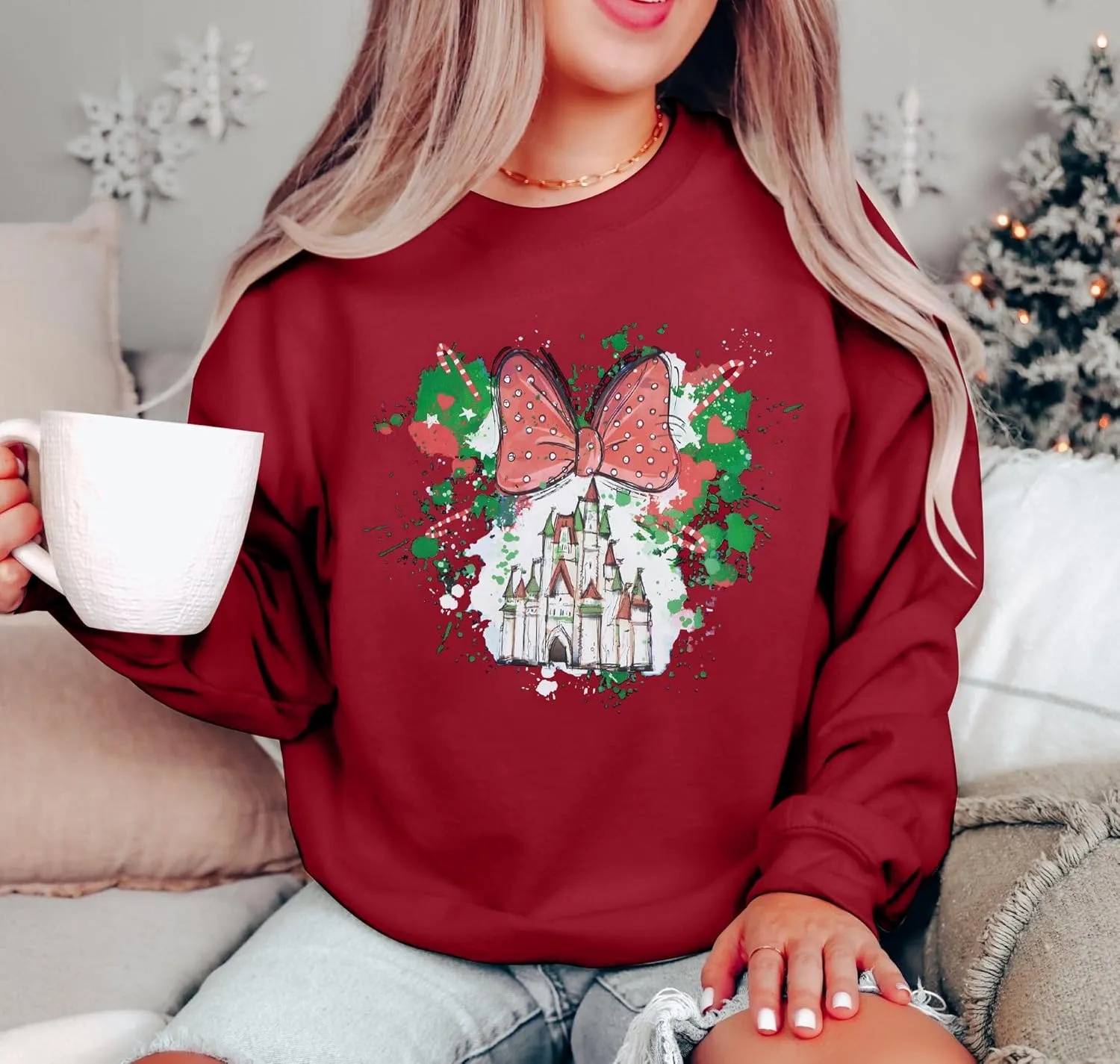 LUKYCILD Magic Kingdom Sweatshirts for Women Castle Oversized Sweatshirt Holiday Shirt Graphic Long Sleeve Pullover Tops