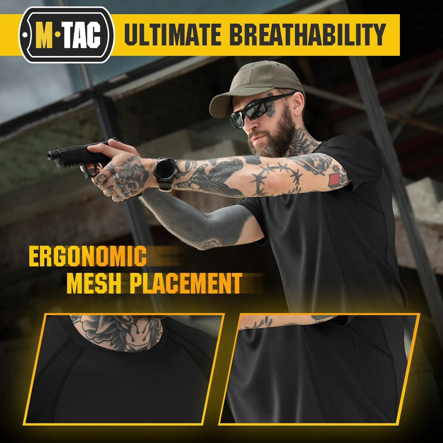 M-Tac Athletic T-Shirt Gen.2 - Breathable Polyester Military T-Shirt with Short Sleeve and Crew Neck for Men