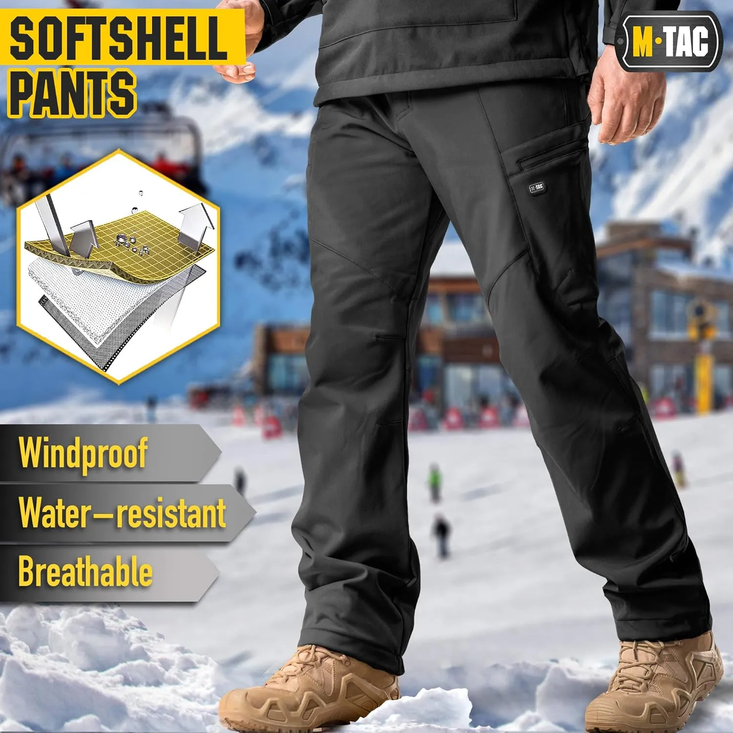 M-Tac Winter Tactical Pants for Men Softshell Insulated Fleece Lined Cargo Pants