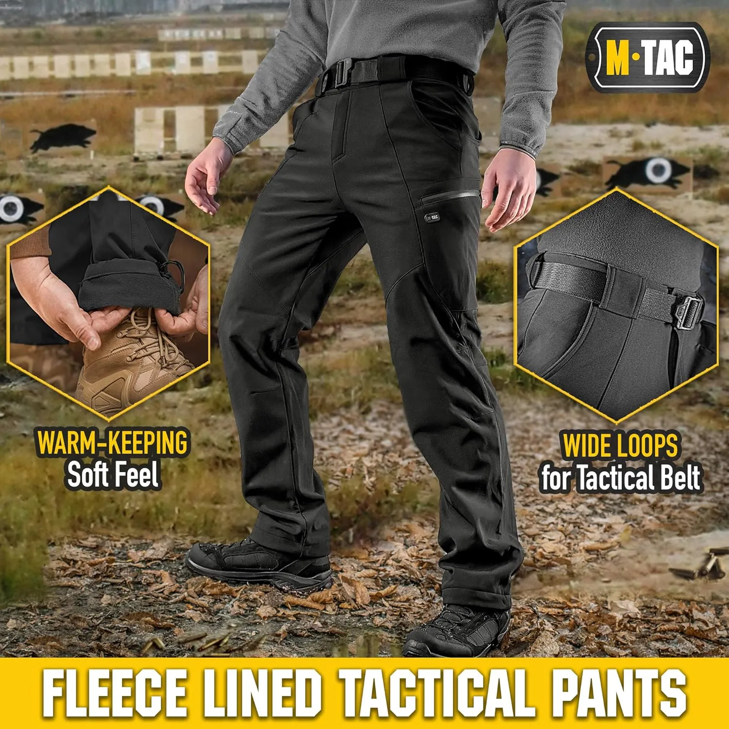 M-Tac Winter Tactical Pants for Men Softshell Insulated Fleece Lined Cargo Pants