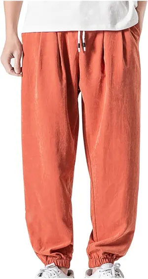 Man Pants for Men Fashion Casual Solid Stretch Waist Drawstring Trousers Outdoor Fashion Fall Baggy Joggers Sweatpant