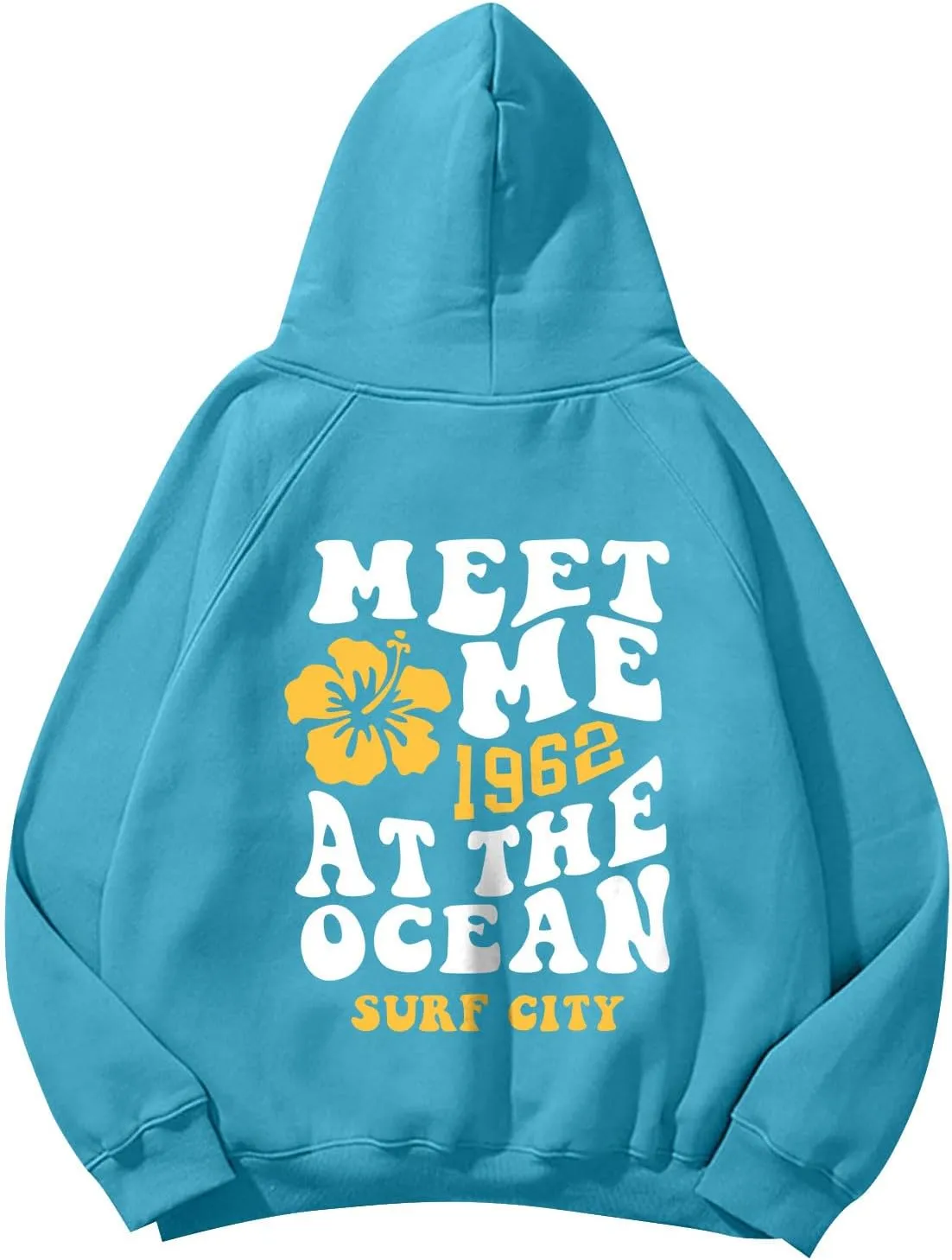 Meet Me 1962 At The Ocean Hoodies Long Sleeve Hooded Sweatshirt Trendy Letter Print Cute Preppy Y2K Pullover Tops