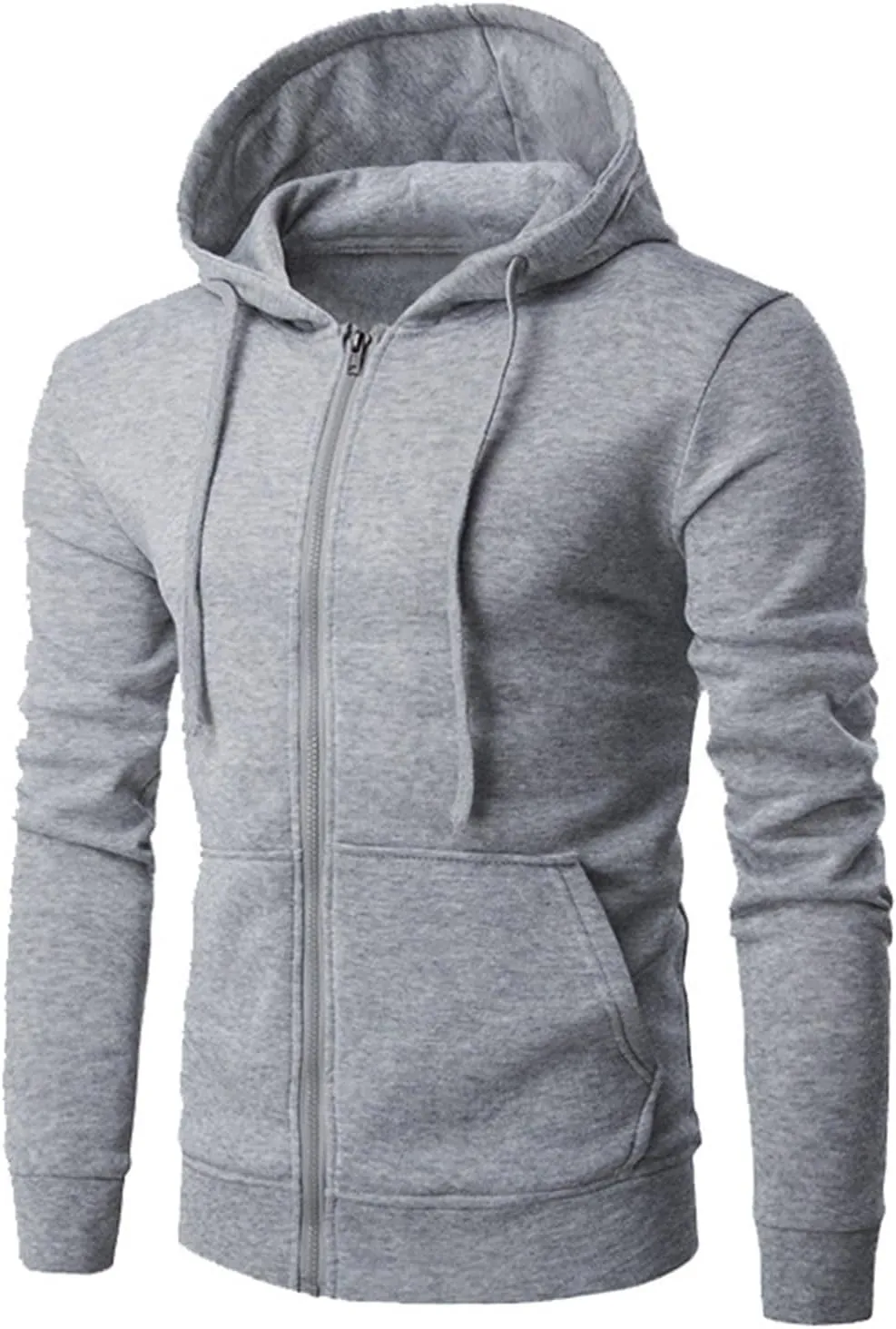 Men Fall Fashion Sweatshirts Long Sleeve Solid Color Hoodies Sweatshirt Full Zipper Drawstraing Jacket with Pockets