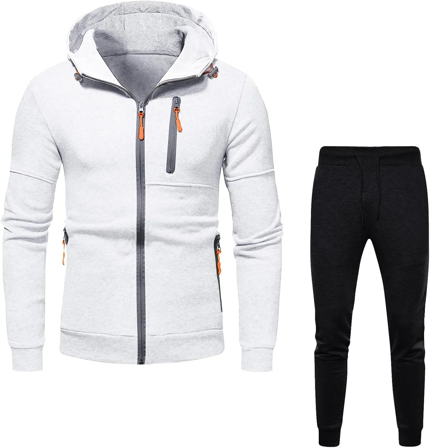 Mens' Autumn Winter Long Sleeve Zipper Hooded Sweatshirt Cardigan Tops Hoodies for Men with Zip Pockets Lightweight