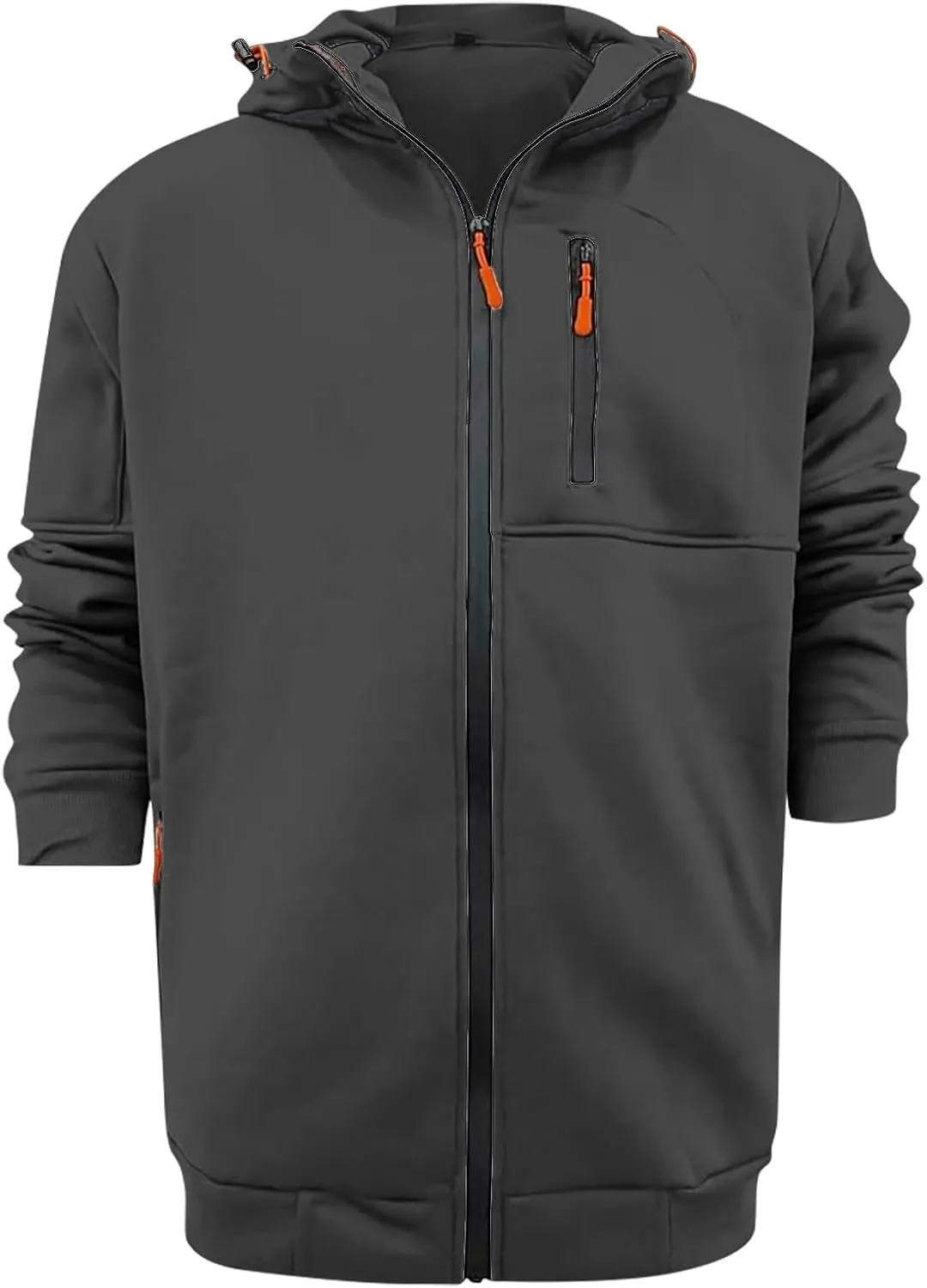 Mens' Autumn Winter Long Sleeve Zipper Hooded Sweatshirt Cardigan Tops Hoodies for Men with Zip Pockets Lightweight