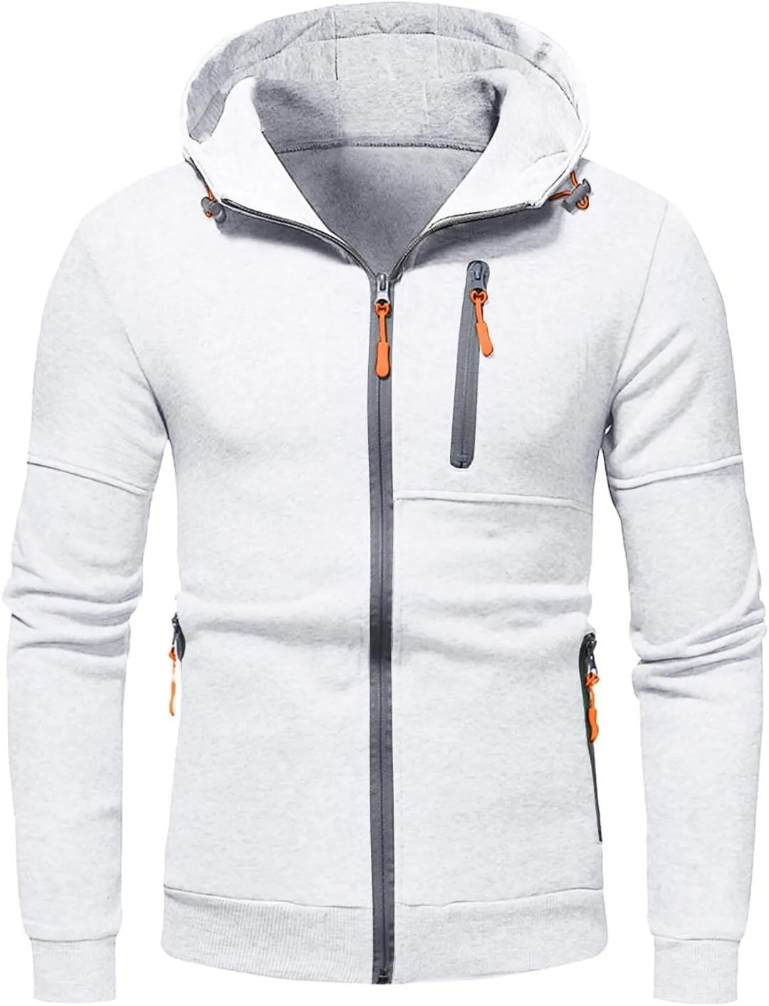 Mens' Autumn Winter Long Sleeve Zipper Hooded Sweatshirt Cardigan Tops Hoodies for Men with Zip Pockets Lightweight