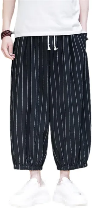 Men's Baggy Harem Pants Hip Hop Joggers Causal Striped Trousers Women Wide Leg Pantalon