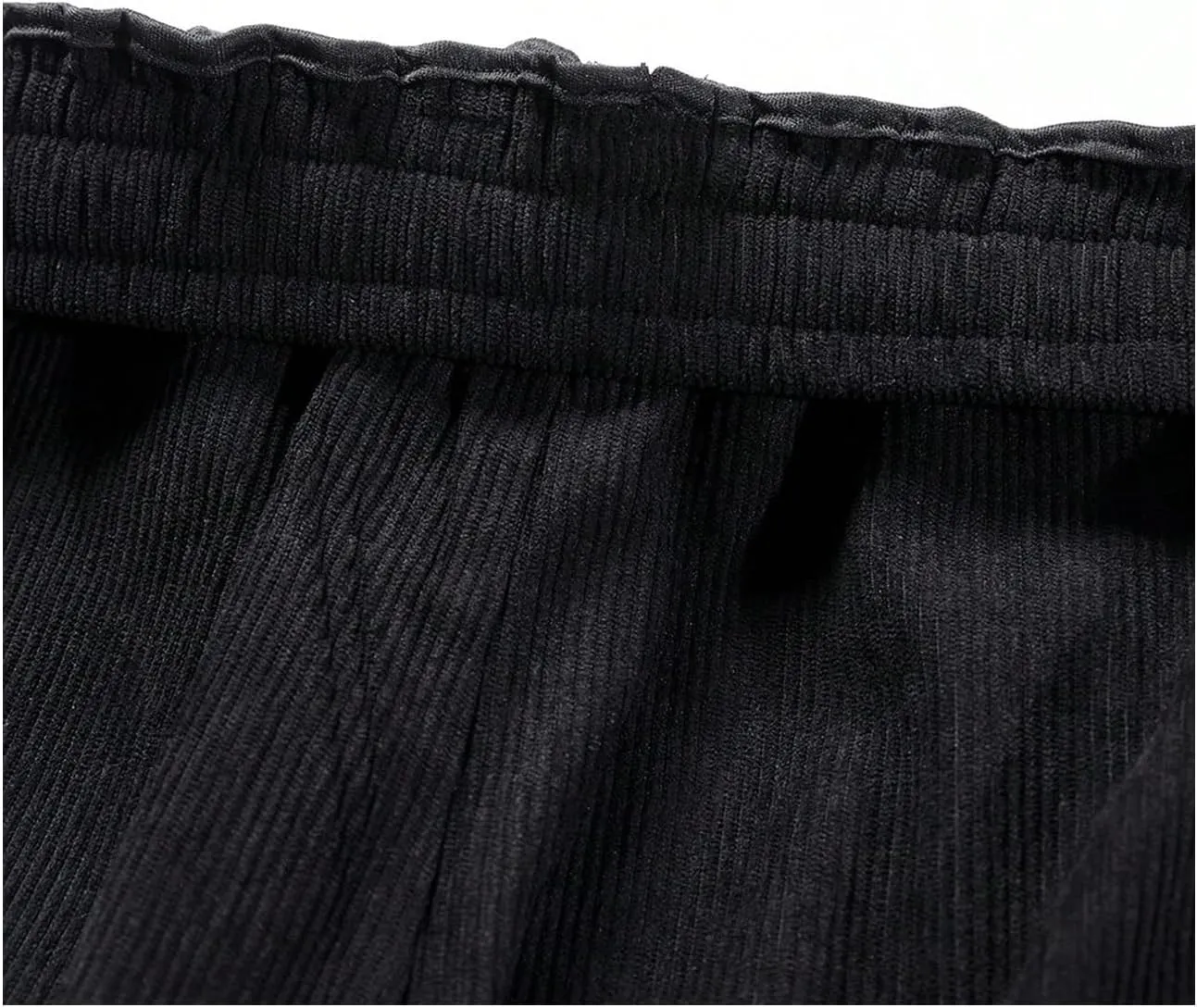 Men's Baggy Pants Tie Front Drawstring Waist Corduroy Pants Casual Loose Straight Leg Pants Trousers