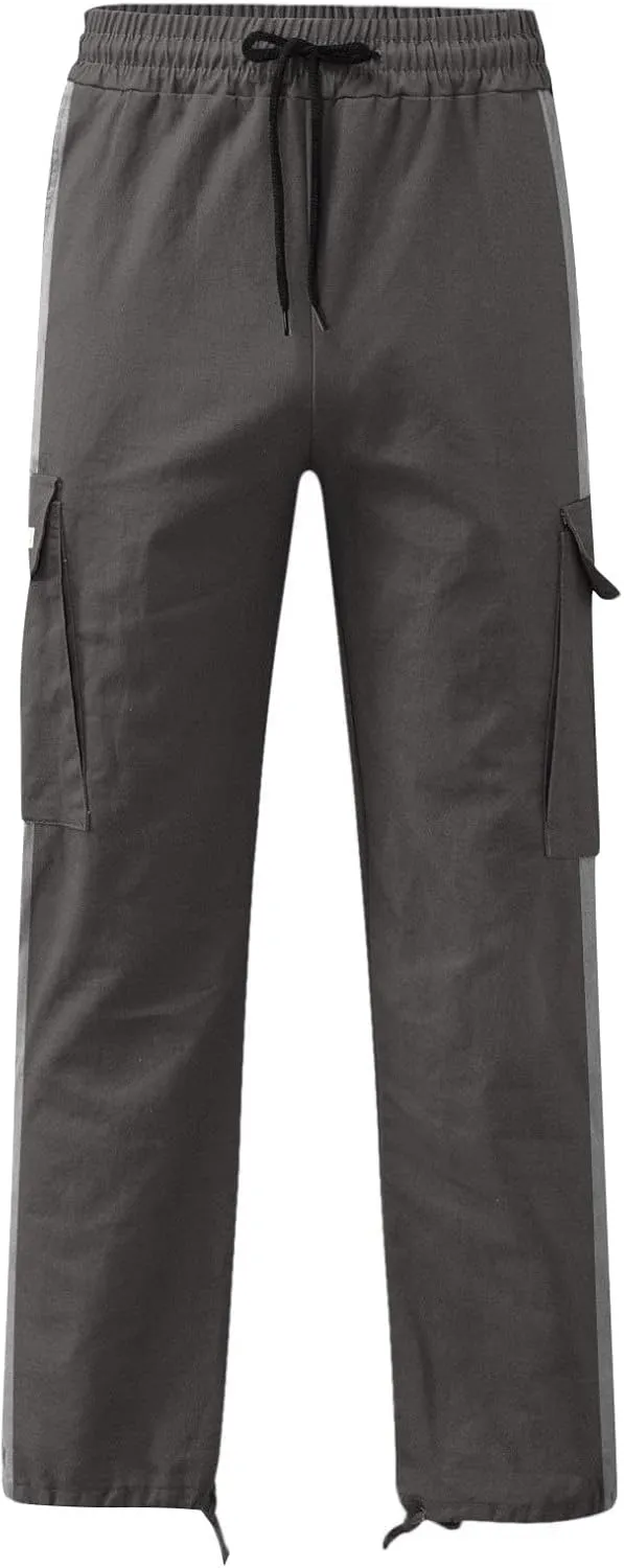 Men's Cargo Sweatpants Loose Fit Pants Joggers for Men with Multi Pockets Casual Drawstring Elastic Waist Stretch Cargo Pants