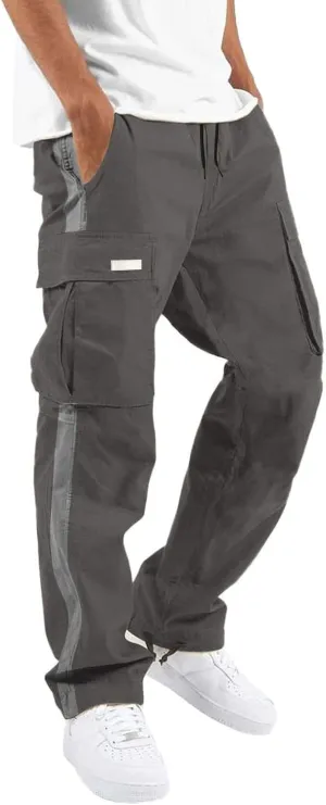 Men's Cargo Sweatpants Loose Fit Pants Joggers for Men with Multi Pockets Casual Drawstring Elastic Waist Stretch Cargo Pants