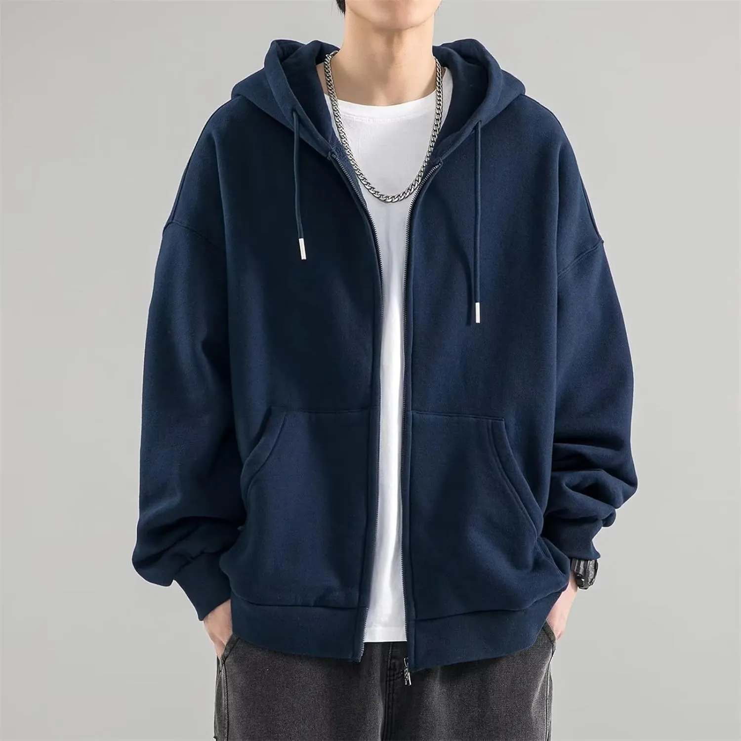 Mens Graphic Hoodies Grey Large Size Sweater Jacket Chaquetas Para Mens Jacket Thick Cotton Hoodies For Men