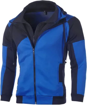 Mens Hoodies Casual Zip Up Hoodie with Pockets Long Sleeve Full-Zip Sweatshirt Fashion Jacket