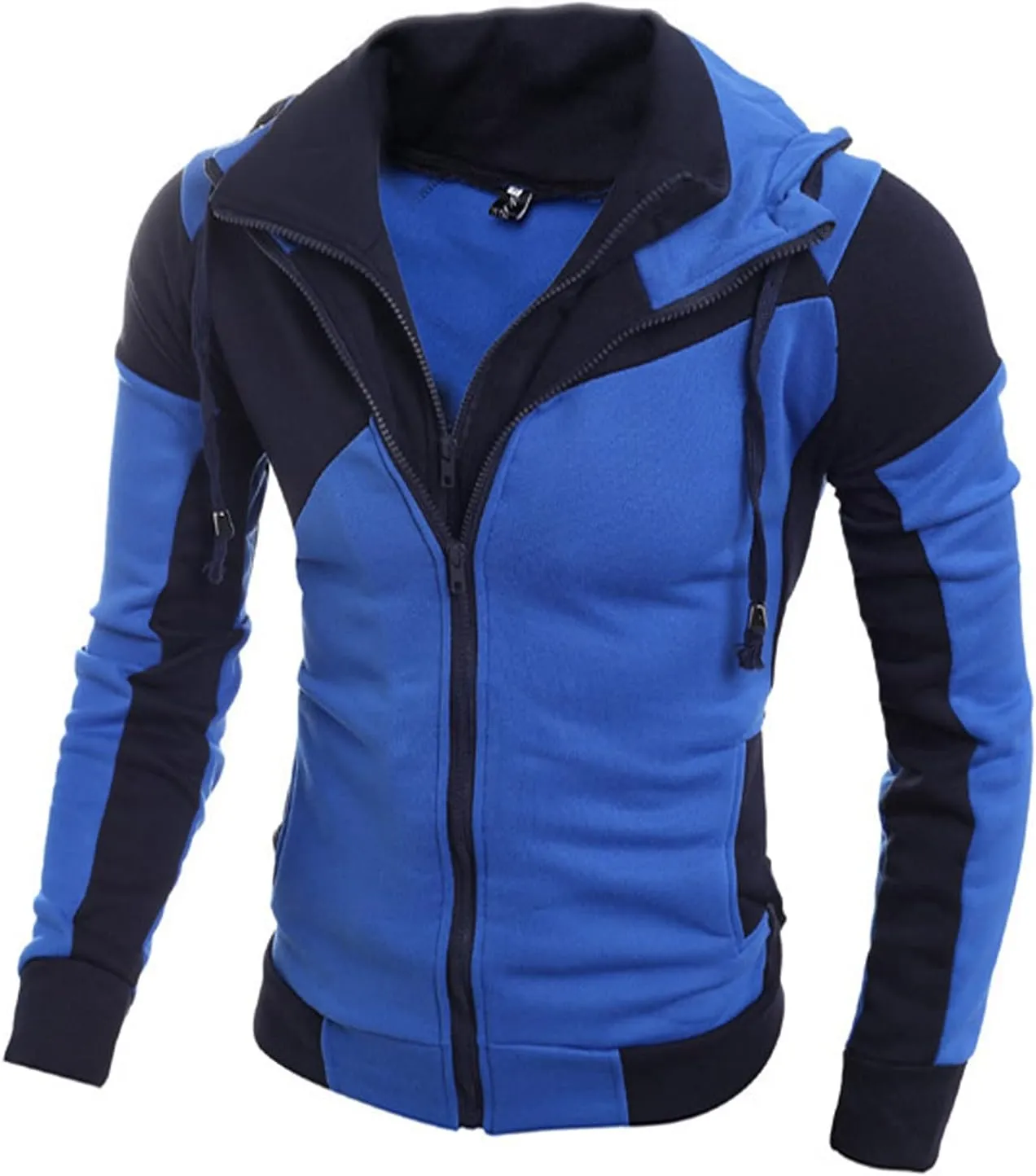 Mens Hoodies Casual Zip Up Hoodie with Pockets Long Sleeve Full-Zip Sweatshirt Fashion Jacket