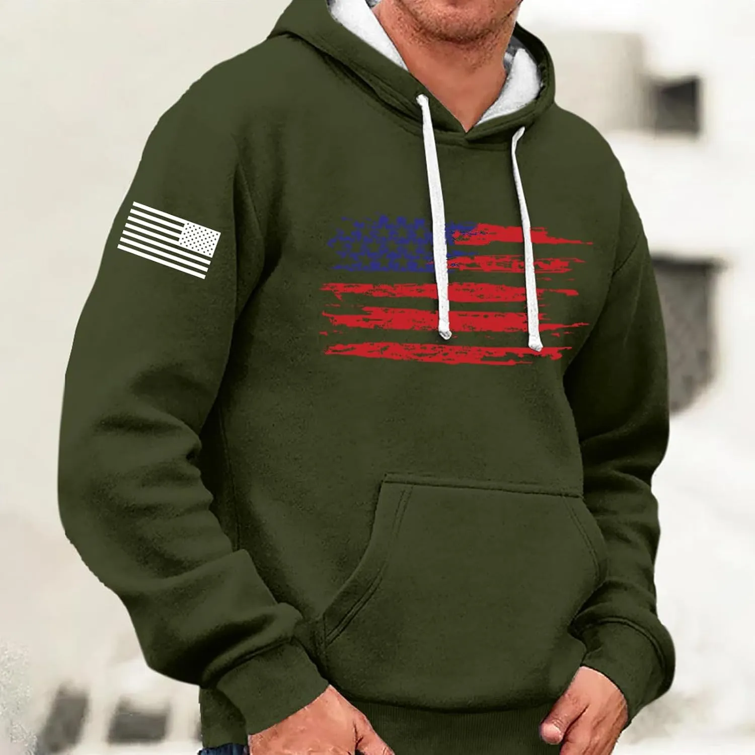 Mens Hoodies Sweatshirt For Fashion Padded Pockets Long Sleeve Graphic Casual Prints Drawstring Hoodies
