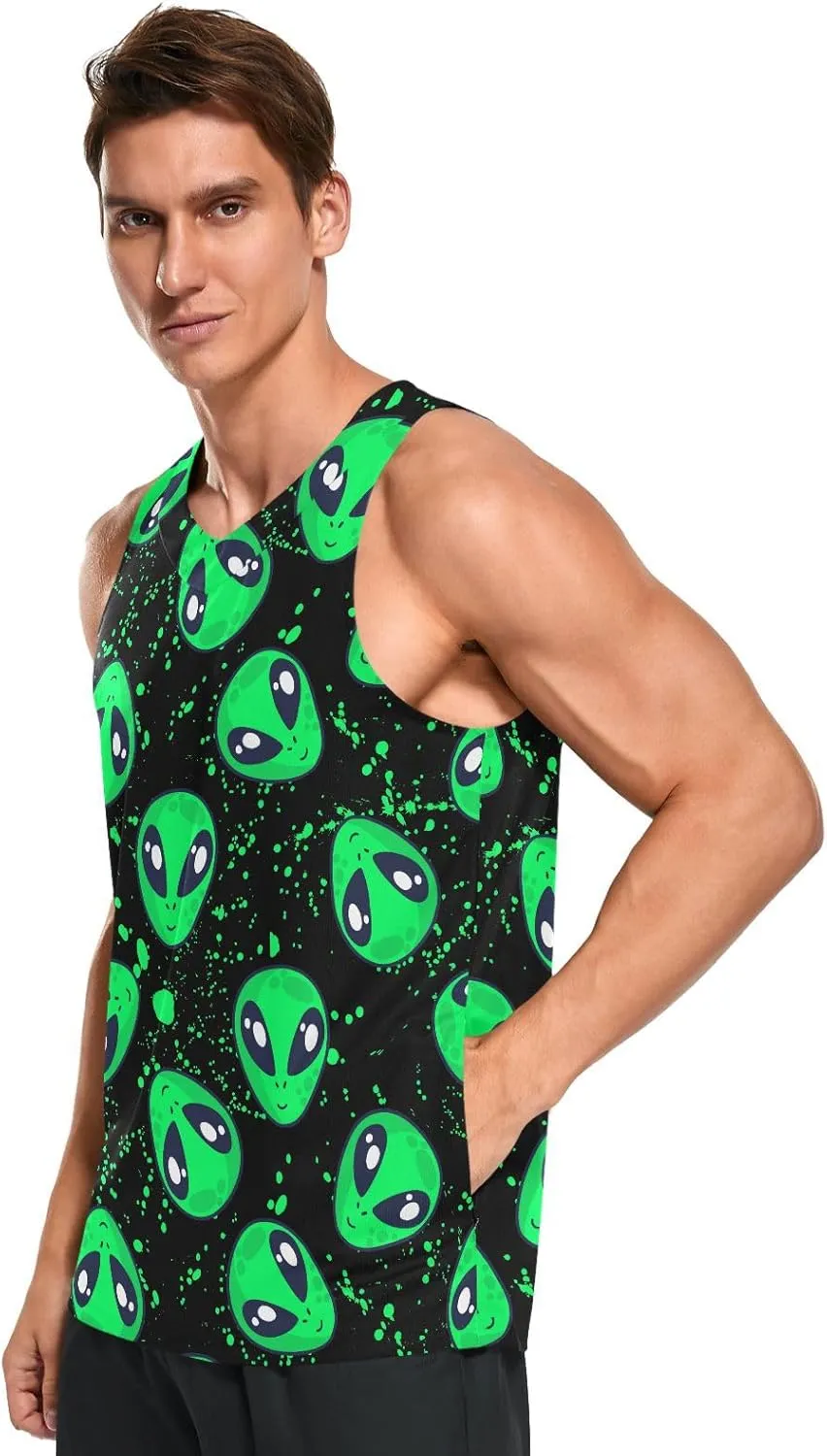 Men's Quick Dry Sports Tank Tops for Gym Athletic Fitness Running Workout Beach Sleeveless Shirts with Pocket